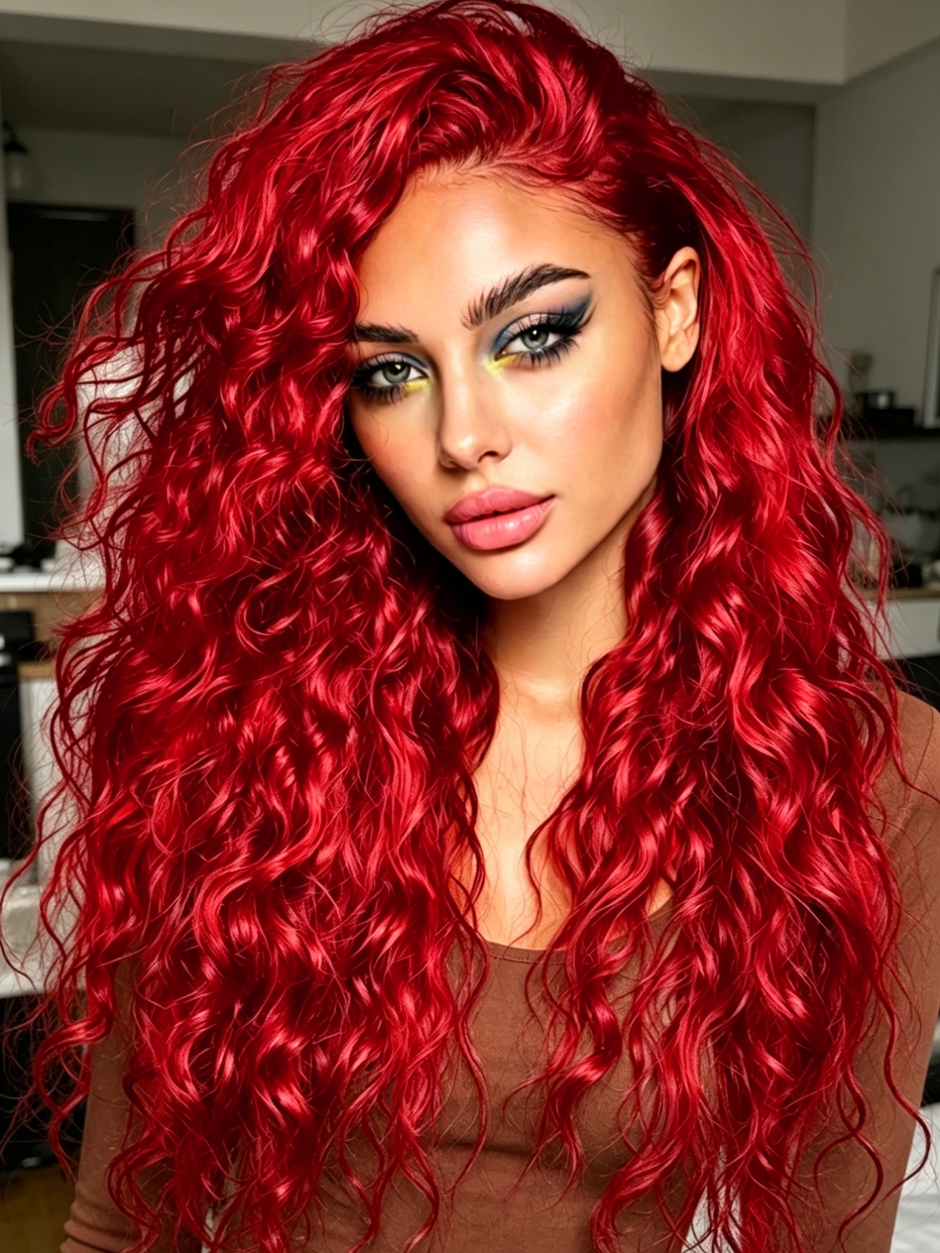 Aglaonema Red - Red Deep Wave Lace Front Wigs