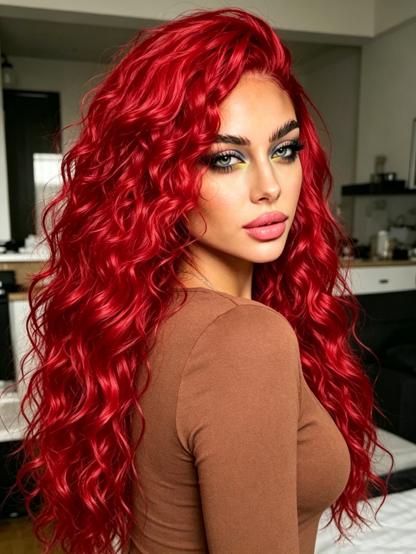 Red Deep Wave Lace Front Wigs  – Aglaonema Red Bewertung und Preis
